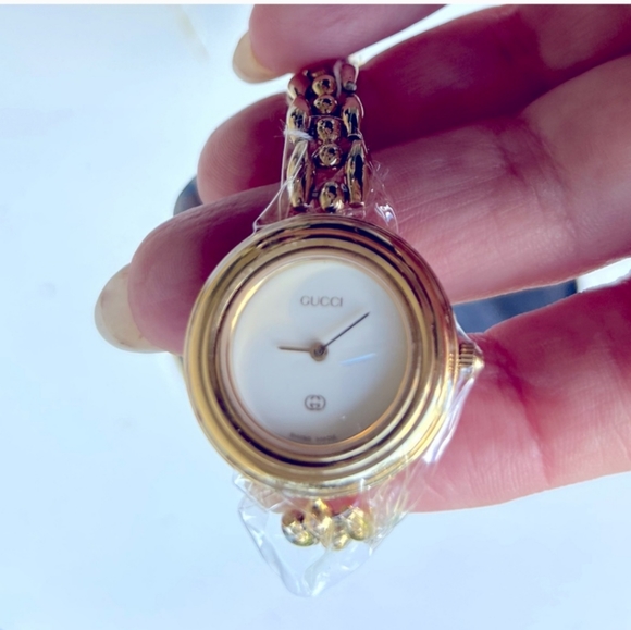 - RARE Vintage Gucci 14k Gold Plated Watch Set with Bezels Pristine - Picture 9 of 9
